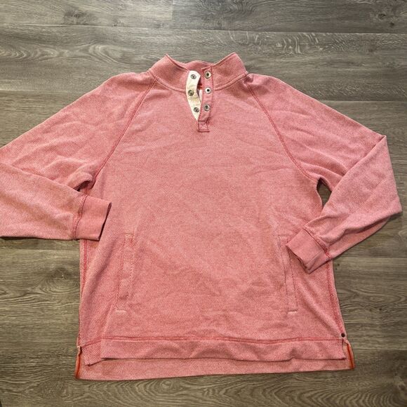 TOMMY BAHAMA Men's Cedar Springs Snap Mock Sweater Pink Sweatshirt Size Medium - Picture 2 of 15